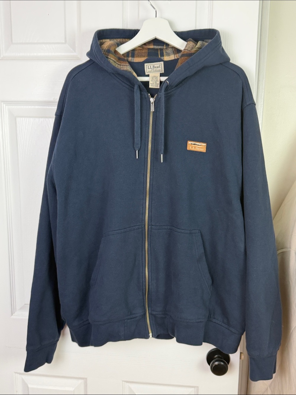 L.L.Bean men’s katahdin iron works hooded sweatshirt flannel lined hoodie
